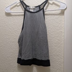 Striped Black and White Women's Halter Top